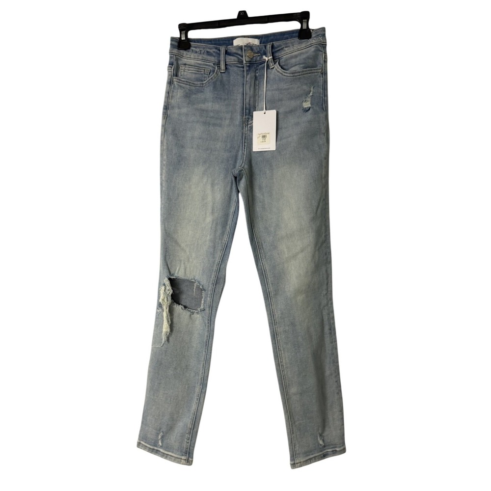 NWT Vervet Carefree Ripped Ultra High Rise Straight Jeans Denim V2218 Size 27